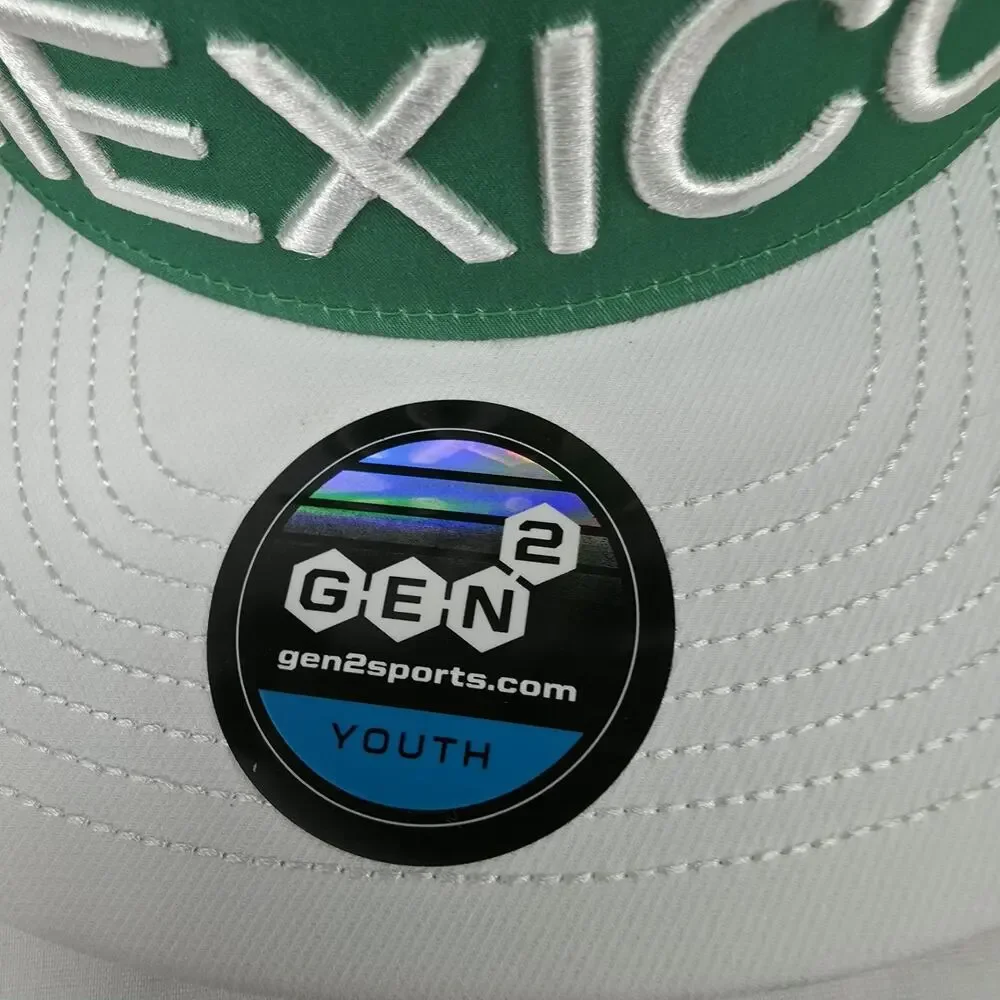 Gen2 Sports Mexico Youth Hat Snapback Green White Mexican Flag Embroidered